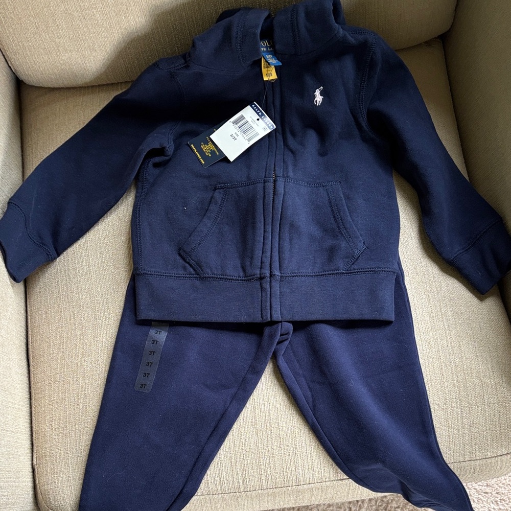 Ralph Lauren Navy Kids Sweatpants & Hoodie Set